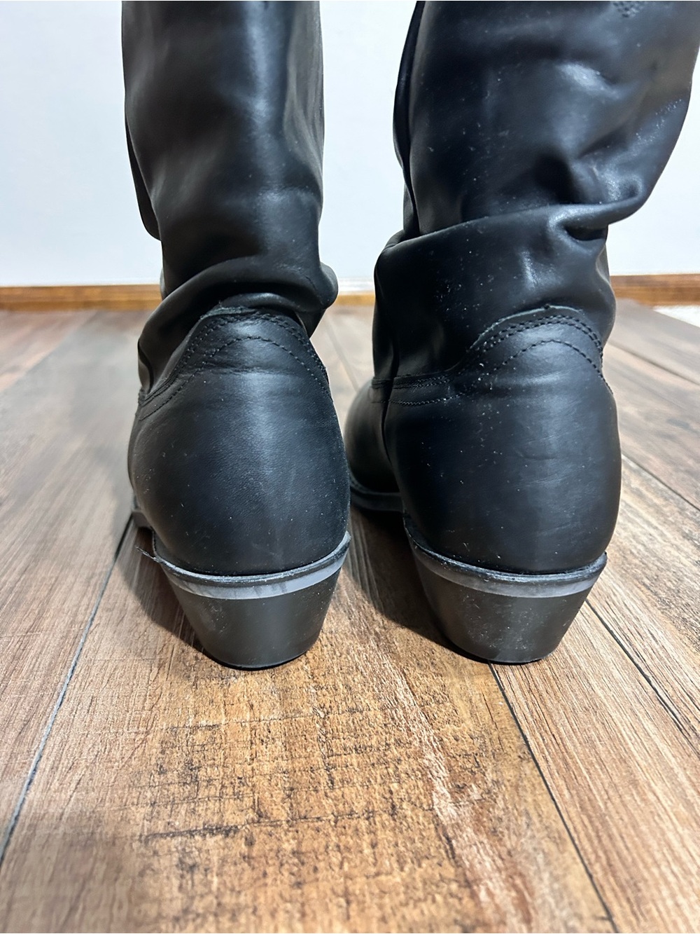 Shyanne Black Leather slouch Western Cowboy Boots 8.5 - Picture 3 of 6